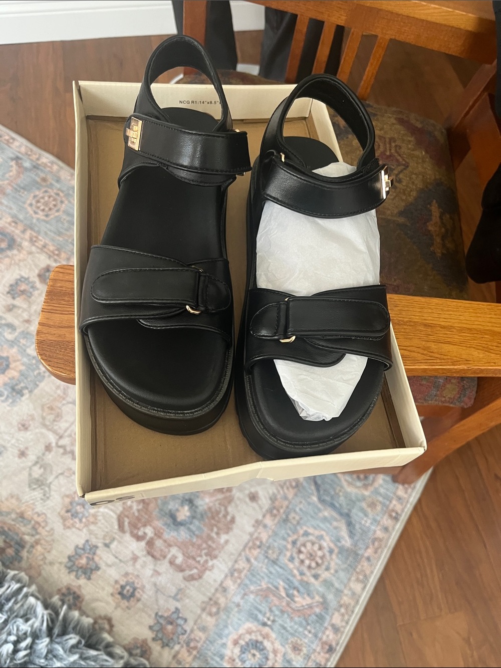 Black Women's Leather Platform Sandals